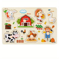 Montessori Wooden Shape Peg Puzzle for Toddlers