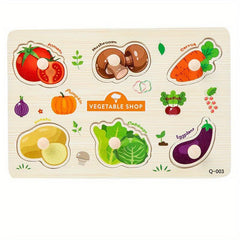 Montessori Wooden Shape Peg Puzzle for Toddlers