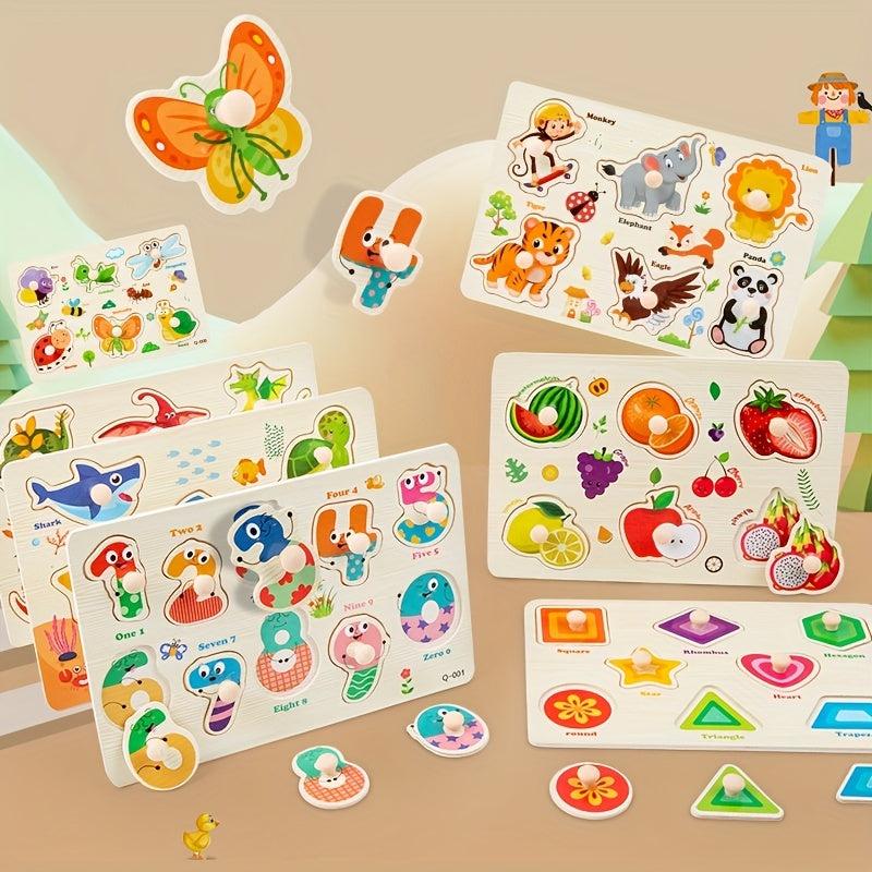 Montessori Wooden Shape Peg Puzzle for Toddlers