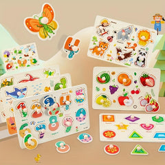 Montessori Wooden Shape Peg Puzzle for Toddlers