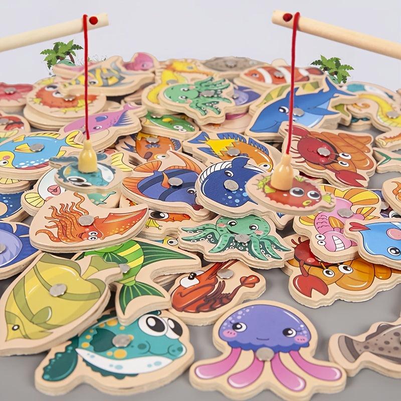 Montessori Wooden Magnetic Fishing Toys - Halloween Edition