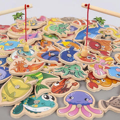 Montessori Wooden Magnetic Fishing Toys - Halloween Edition