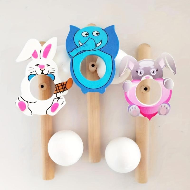 Wooden Blowing Ball Game Lung Capacity Training Random Style