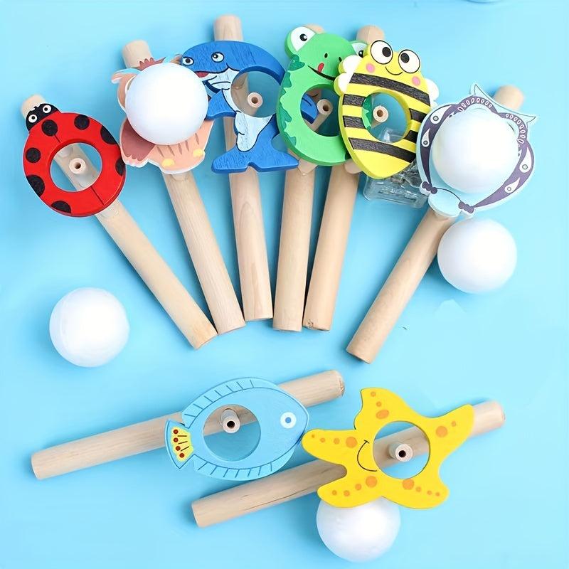 Wooden Blowing Ball Game Lung Capacity Training Random Style