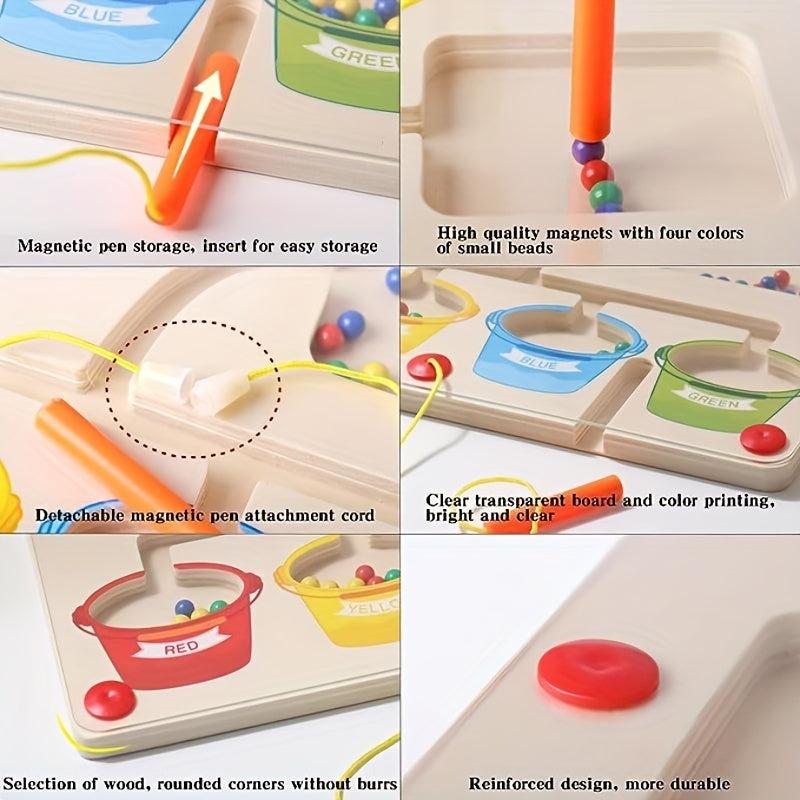 Wooden Number Maze Montessori Counting Game Board Puzzles