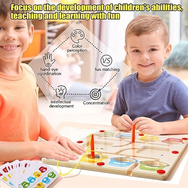 Wooden Number Maze Montessori Counting Game Board Puzzles