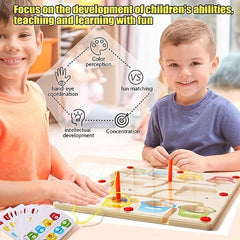 Wooden Number Maze Montessori Counting Game Board Puzzles