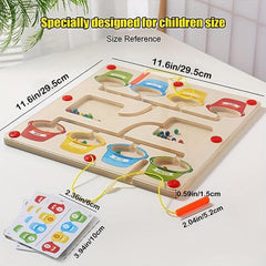 Wooden Number Maze Montessori Counting Game Board Puzzles