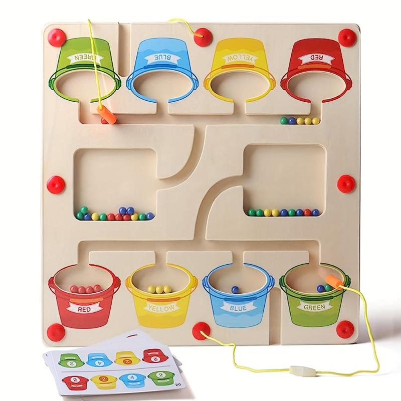 Wooden Number Maze Montessori Counting Game Board Puzzles
