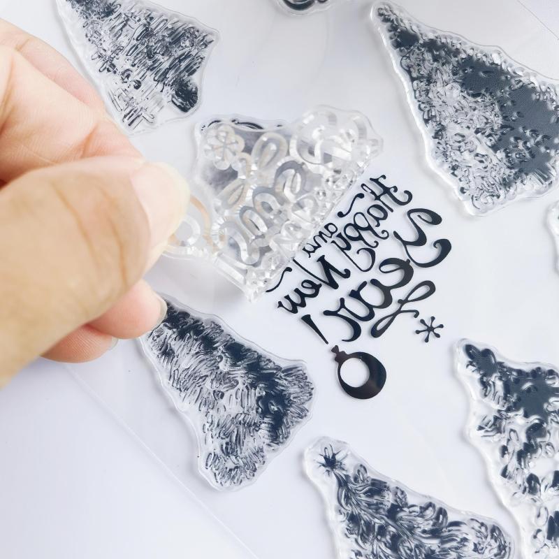 Christmas Tree Hand Account Transparent Seal Reusable Stationery Cartoon Seal