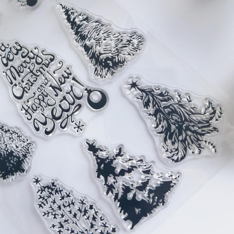 Christmas Tree Hand Account Transparent Seal Reusable Stationery Cartoon Seal