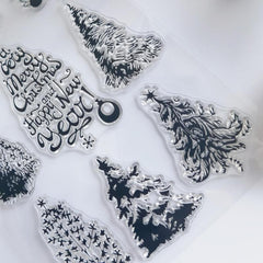 Christmas Tree Hand Account Transparent Seal Reusable Stationery Cartoon Seal