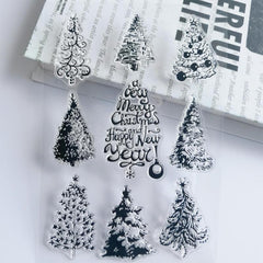 Christmas Tree Hand Account Transparent Seal Reusable Stationery Cartoon Seal