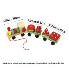 Wooden Train Toddler Toy with Blocks and Stacking Shapes