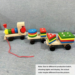 Wooden Train Toddler Toy with Blocks and Stacking Shapes