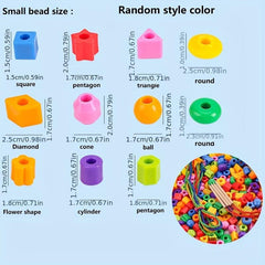 Montessori Toddler Beads Set with Shapes & Recognition - Set of 34