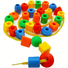 Montessori Toddler Beads Set with Shapes & Recognition - Set of 34