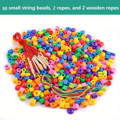 Montessori Toddler Beads Set with Shapes & Recognition - Set of 34