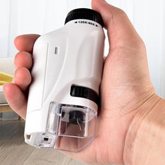 Kids Pocket Microscope LED Light 60X 120X Toy Gift Halloween Christmas