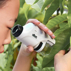 Kids Pocket Microscope LED Light 60X 120X Toy Gift Halloween Christmas