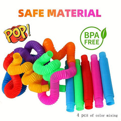 4PCS Pop Tubes Sensory Toys for Kids with ADHD & Autism