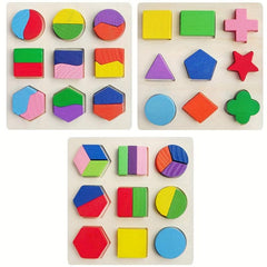 Wooden 3D Jigsaw Puzzle Toy Geometric Shape Board Educational Toy