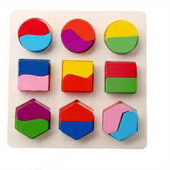 Wooden 3D Jigsaw Puzzle Toy Geometric Shape Board Educational Toy