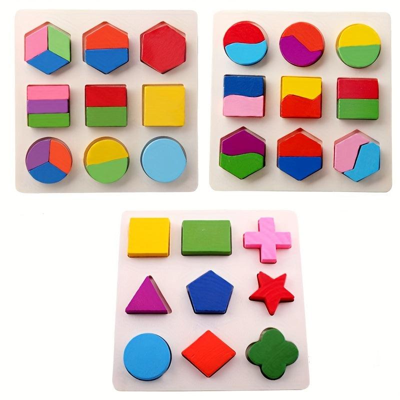 Wooden 3D Jigsaw Puzzle Toy Geometric Shape Board Educational Toy