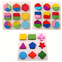 Wooden 3D Jigsaw Puzzle Toy Geometric Shape Board Educational Toy