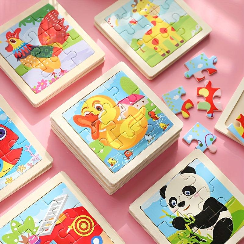 3D Wooden Jigsaw Puzzles Kids Traffic Educational Toys 9Pcs Set