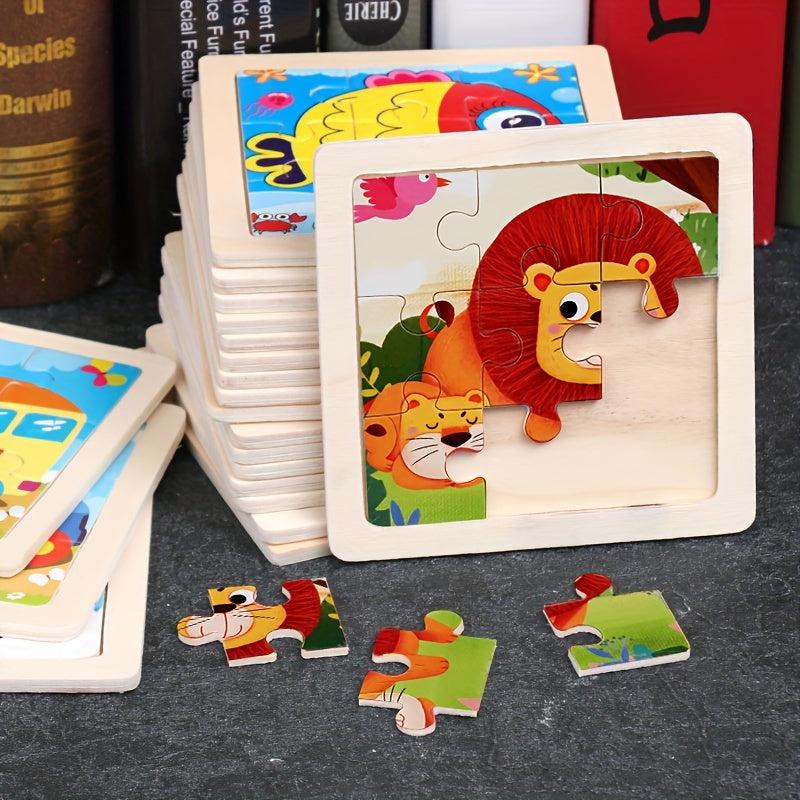 3D Wooden Jigsaw Puzzles Kids Traffic Educational Toys 9Pcs Set