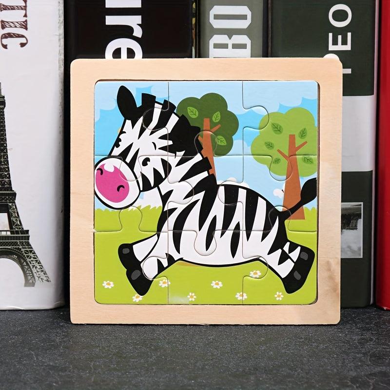3D Wooden Jigsaw Puzzles Kids Traffic Educational Toys 9Pcs Set