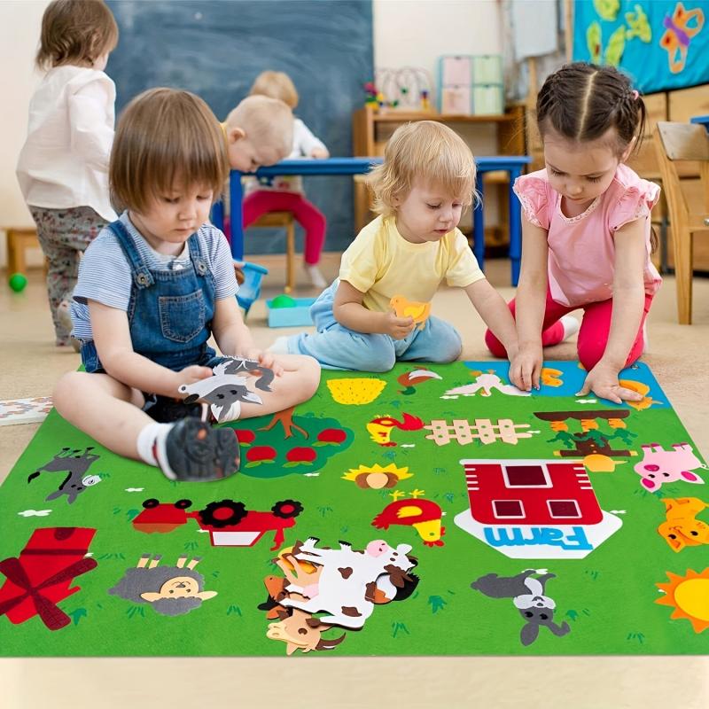 Farm Ocean Felt Story Board Set Preschool Under The Sea Shark Octopus Toy