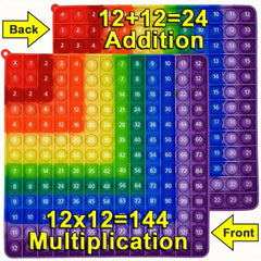Rainbow Math Toy Set 24 9 5in 12x12 Mult & Add Push Pop Bubble Sensory Fidget