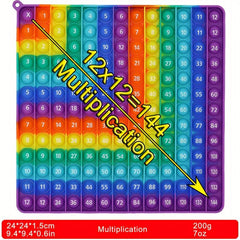 Rainbow Math Toy Set 24 9 5in 12x12 Mult & Add Push Pop Bubble Sensory Fidget