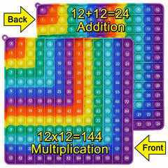 Rainbow Math Toy Set 24 9 5in 12x12 Mult & Add Push Pop Bubble Sensory Fidget