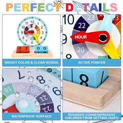Montessori Wooden Clock Teaching Toy Alarm Clock for Kids 3+