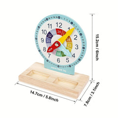 Montessori Wooden Clock Teaching Toy Alarm Clock for Kids 3+