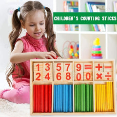 Wooden Number Cards and Counting Stick Set for Kids Math Learning