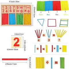 Wooden Number Cards and Counting Stick Set for Kids Math Learning