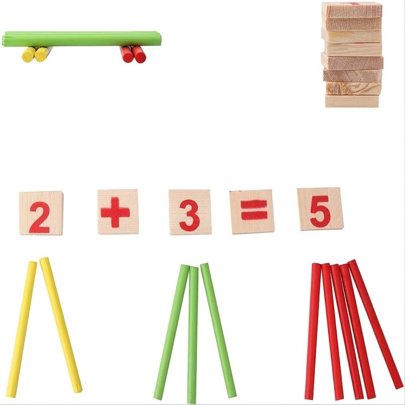 Wooden Number Cards and Counting Stick Set for Kids Math Learning