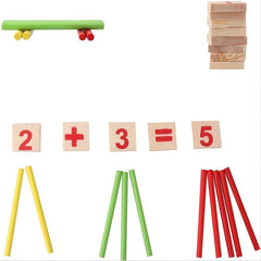 Wooden Number Cards and Counting Stick Set for Kids Math Learning