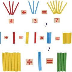 Wooden Number Cards and Counting Stick Set for Kids Math Learning