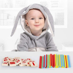 Wooden Number Cards and Counting Stick Set for Kids Math Learning