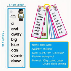 16pcs High Frequency Words English Language Cognition Cards for Children