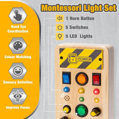 LED Light Wooden Montessori Educational Toy for Kids