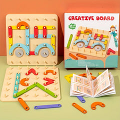 33pcs Peg Board Toy Montessori Geometric Shape Matching Wooden Teaching Aids