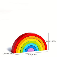 Wooden Rainbow Stacking Game Learning Toy for Kids
