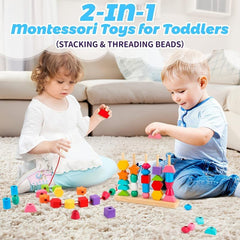Wooden Educational Five Pillars Set For Pillars Beaded Kids Toys