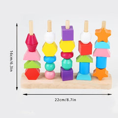 Wooden Educational Five Pillars Set For Pillars Beaded Kids Toys